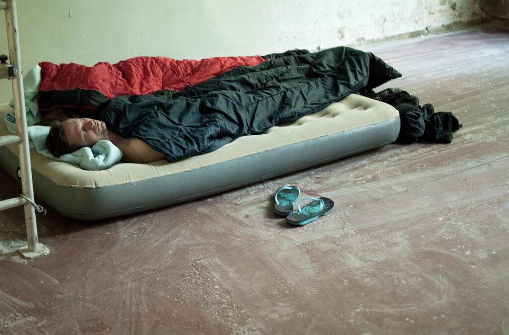 A neatly made bed for sleep