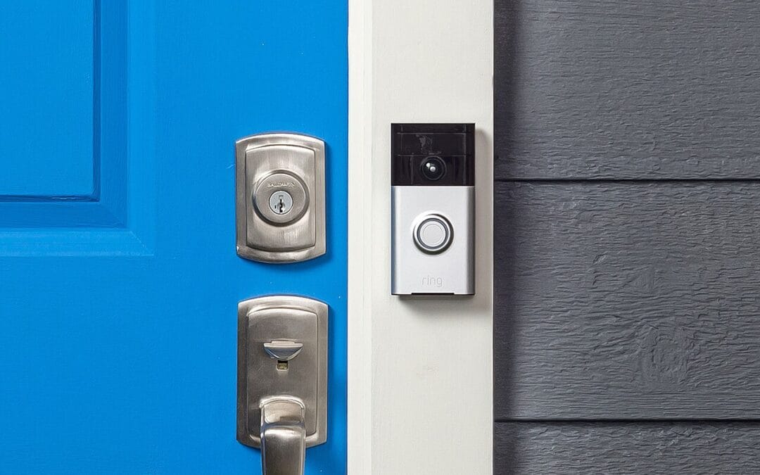 Video doorbell camera on a house