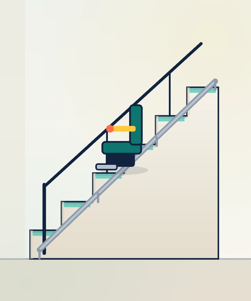 A stairlift installed on the stairs of a UK terraced house