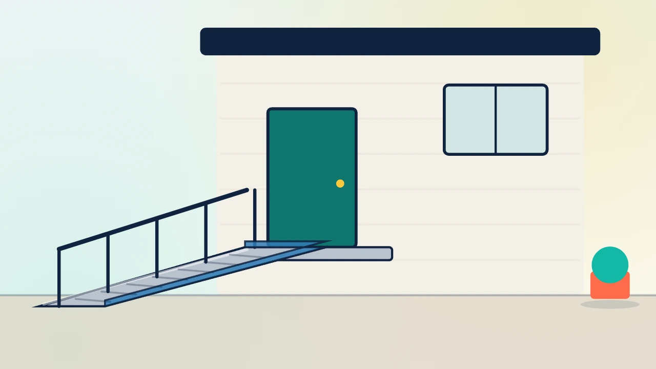 A wheelchair ramp fitted at the entrance of a home