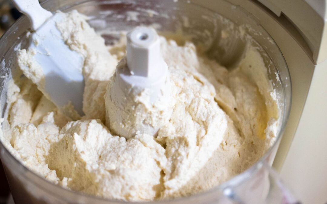 Batter being mixed in a food processor